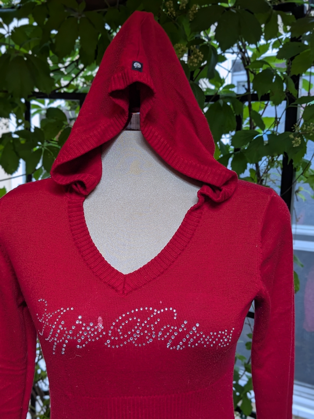 Apple Bottoms Red Hooded Rhinestone Logo Sweater - Picture 9 of 16